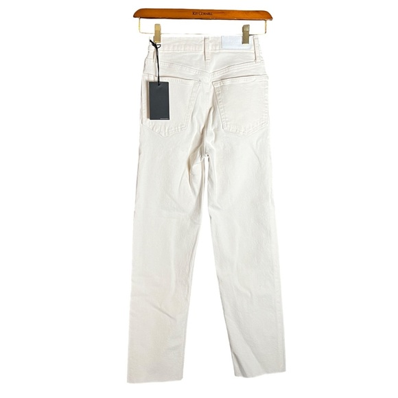 NWT RE/DONE High Rise Stove Pipe Jeans Comfort Stretch Raw Hem Ecru 23 - Picture 7 of 16